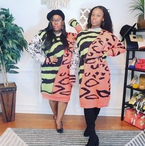 Zebra Print Sweater Dress w/out belt